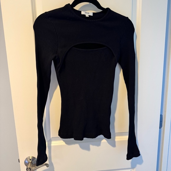 AGOLDE Lyza Black Cut-Out Long Sleeve Top | S - Picture 4 of 8